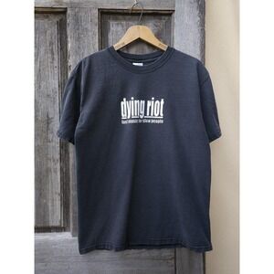Vintage 2000s Y2K Dying Riot Fast Music For Slow People Black Faded T-shirt M